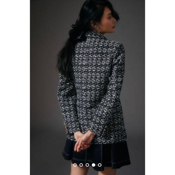 Anthropologie x Maeve Double-Breasted Tweed Jacket Size L - Picture 5 of 11